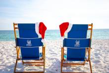 Portofino Island Beach Chairs with Festive Santa Hats